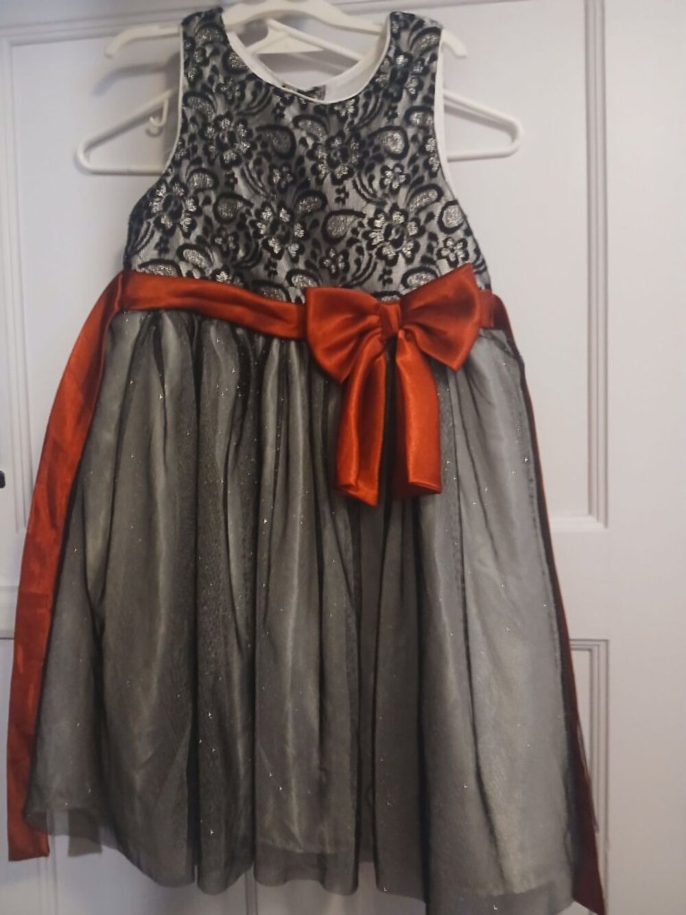 Emily West Girls 8 Grey and Black Christmas Formal Holiday Kids Dress